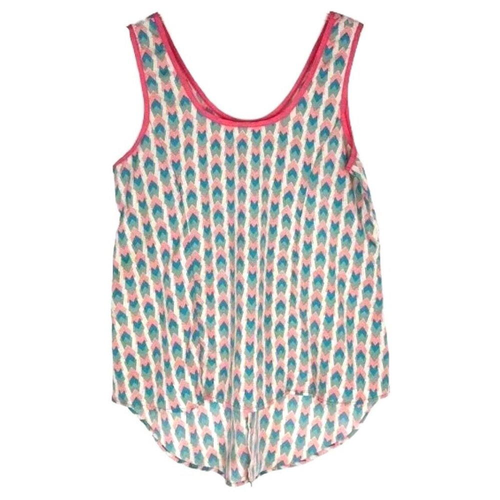 Daytrip Womens M Loose Fit Tank Top Abstract Arrow Print Scoop Neck Hi-Lo Hem